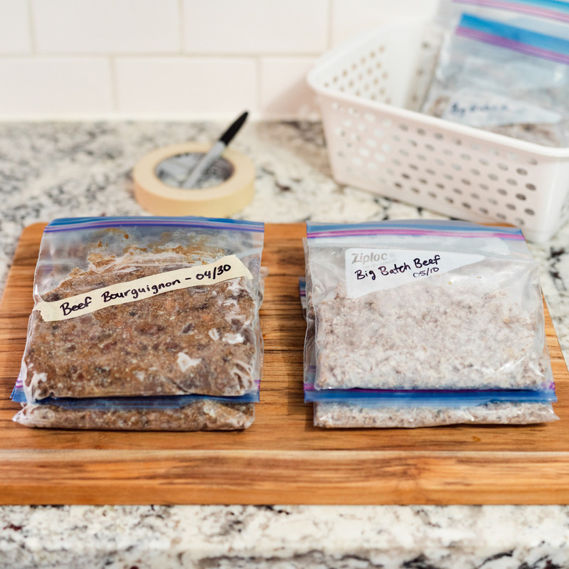 Package of Prepared Recipes Ready for the Freezer